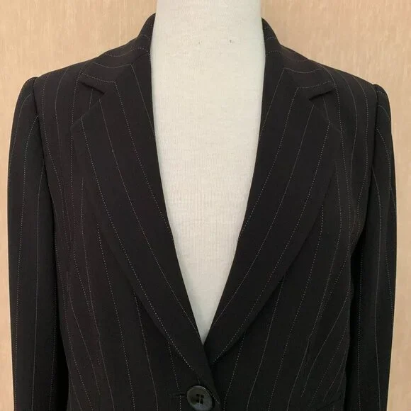PLANET Black Pinstripe Single-Breasted Pantsuit Set | Size 12 - Picture 4 of 10